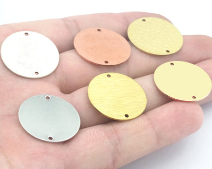 Round Disc Stamp 25mm Charms Raw Brass Copper Stainless Steel (0.8mm thickness) 2 hole findings S73