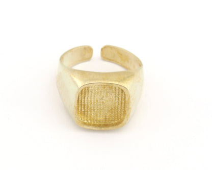 Signet Ring Adjustable Blank - raw brass or shiny silver-antique silver-shiny gold-matte gold plated (3US - 5 US size - Adjustable ) Oz2053
