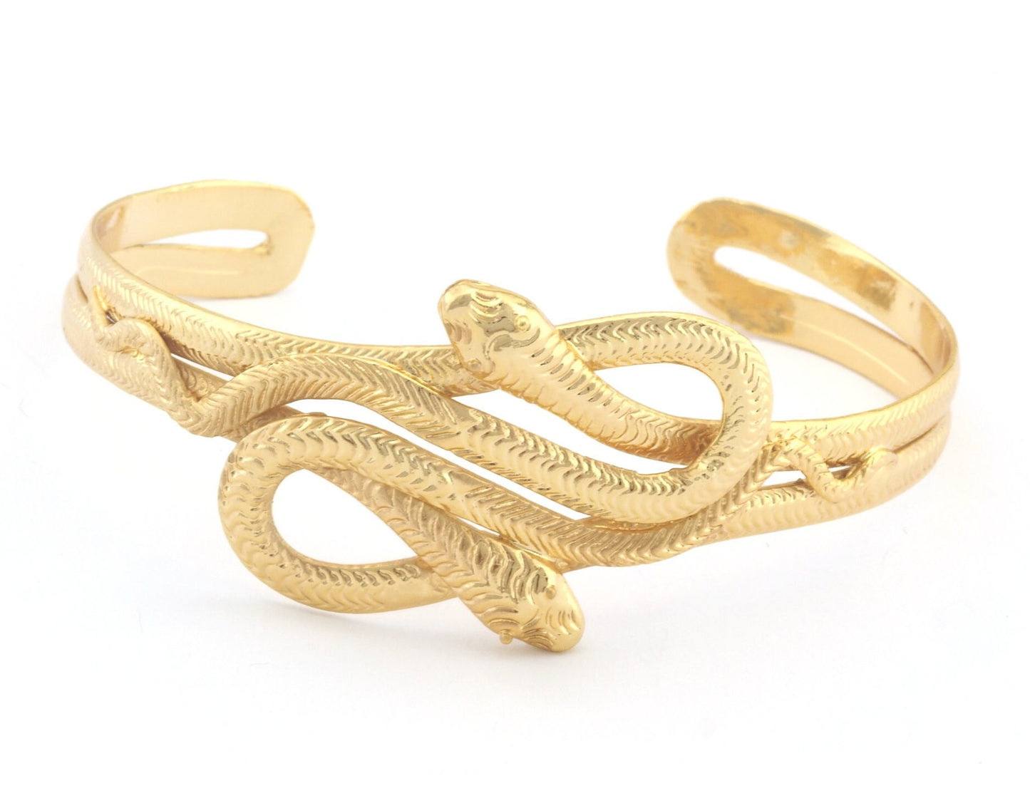 Snakes Bracelet Shiny Gold Plated Brass (55 - 70 mm inner size - Adjustable ) OZ4561