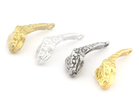 Snake Pendant Raw Brass, Shiny gold, Shiny silver, Antique silver plated 25x24mm 3532