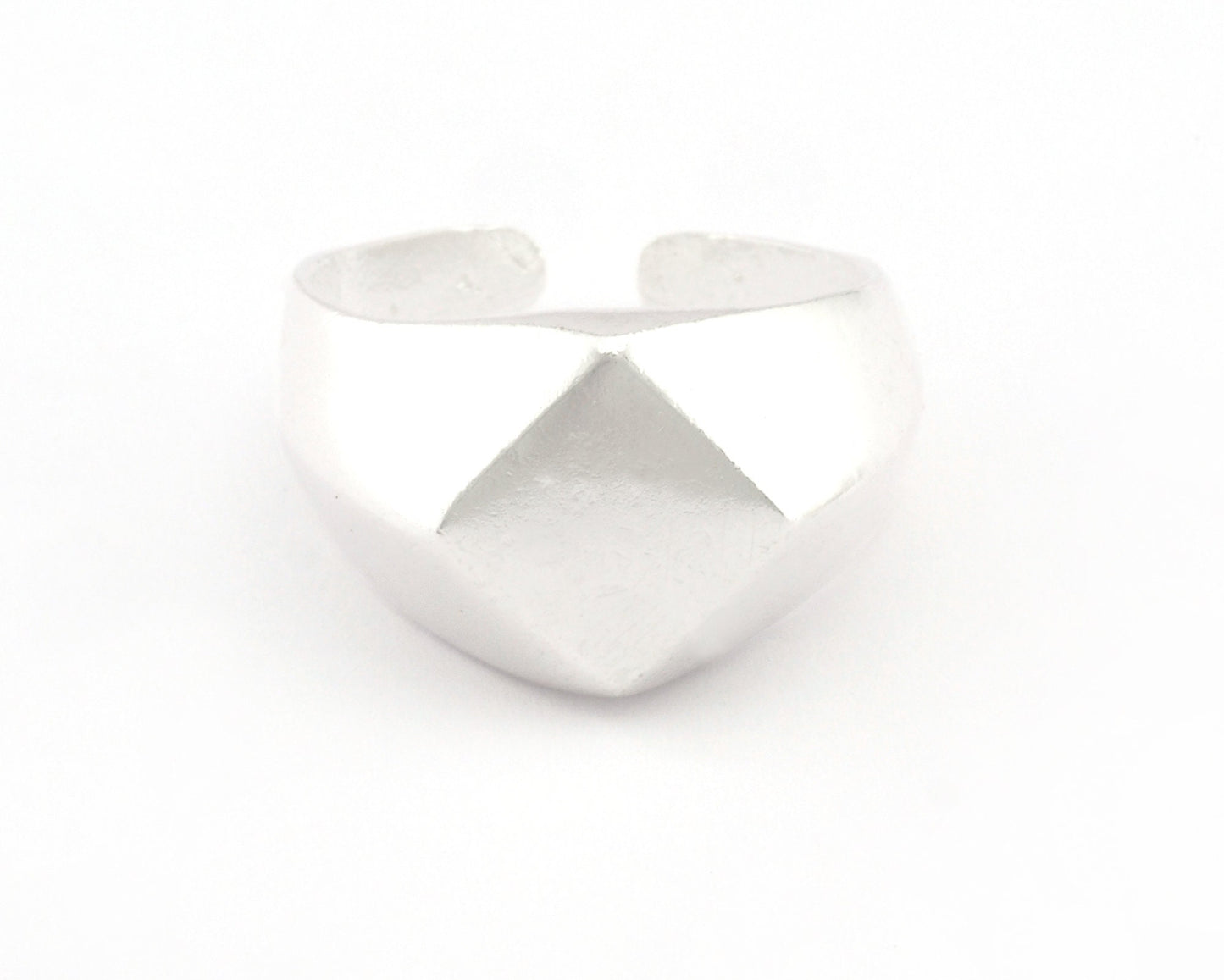 Domed Square Ring Statement Adjustable Raw Brass - Antique silver - Shiny silver - Shiny gold plated Rings 3380