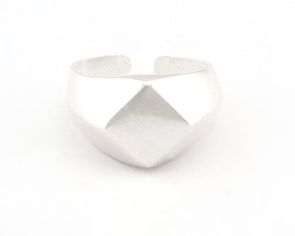 Domed Square Ring Statement Adjustable Raw Brass - Antique silver - Shiny silver - Shiny gold plated Rings 3380