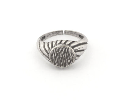 Croissant brushed Signet Ring Blank - Adjustable Antique Silver Plated brass (16 mm 18 mm 6-8 US inner size ) 10mm blank size 4401