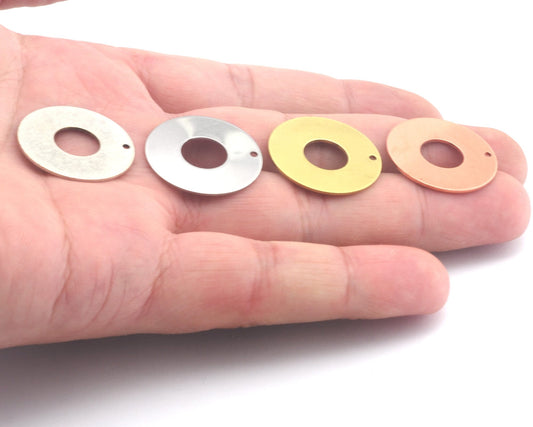 Round Disc Stamp 20mm Charms Raw Brass Copper Stainless Steel (0.8mm thickness) 1 hole findings S79
