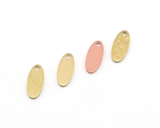 Marquise Charms Raw Hammered - Brushed Brass - Copper 5x12mm 0.8 mm 1 holes Findings 4264