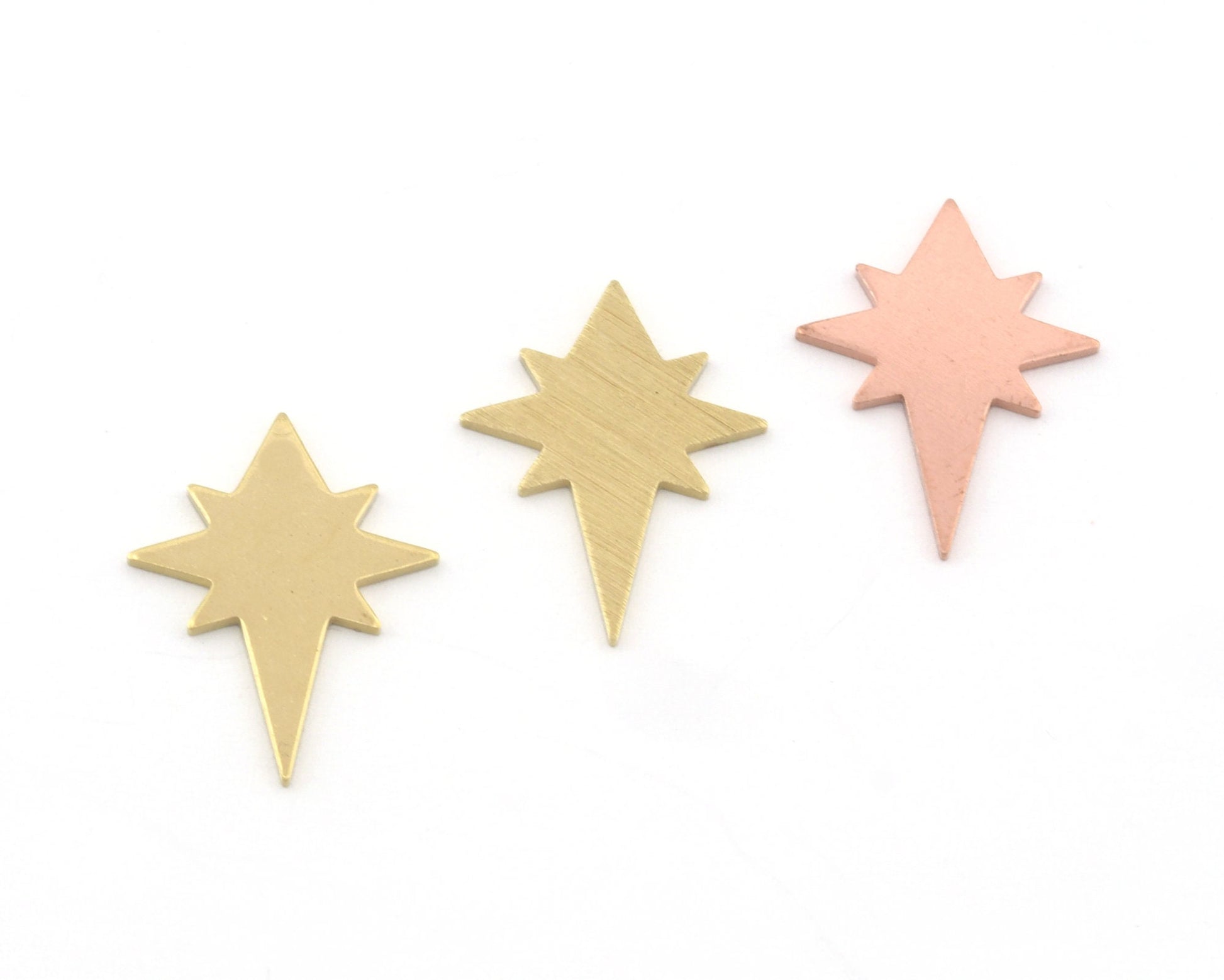 North Star 20x15mm Copper - raw brass - brushed brass no holes charms findings 4542-67