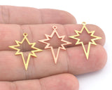 North Star 30x22mm Copper - raw brass - brushed brass one holes charms findings 4548-67