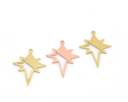 North Star 30x22mm Copper - raw brass - brushed brass one holes charms findings 4550-90