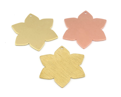 Flower Shape 28.5x25mm raw brass - Brushed Brass - Raw copper 1 hole charms findings 4315-300