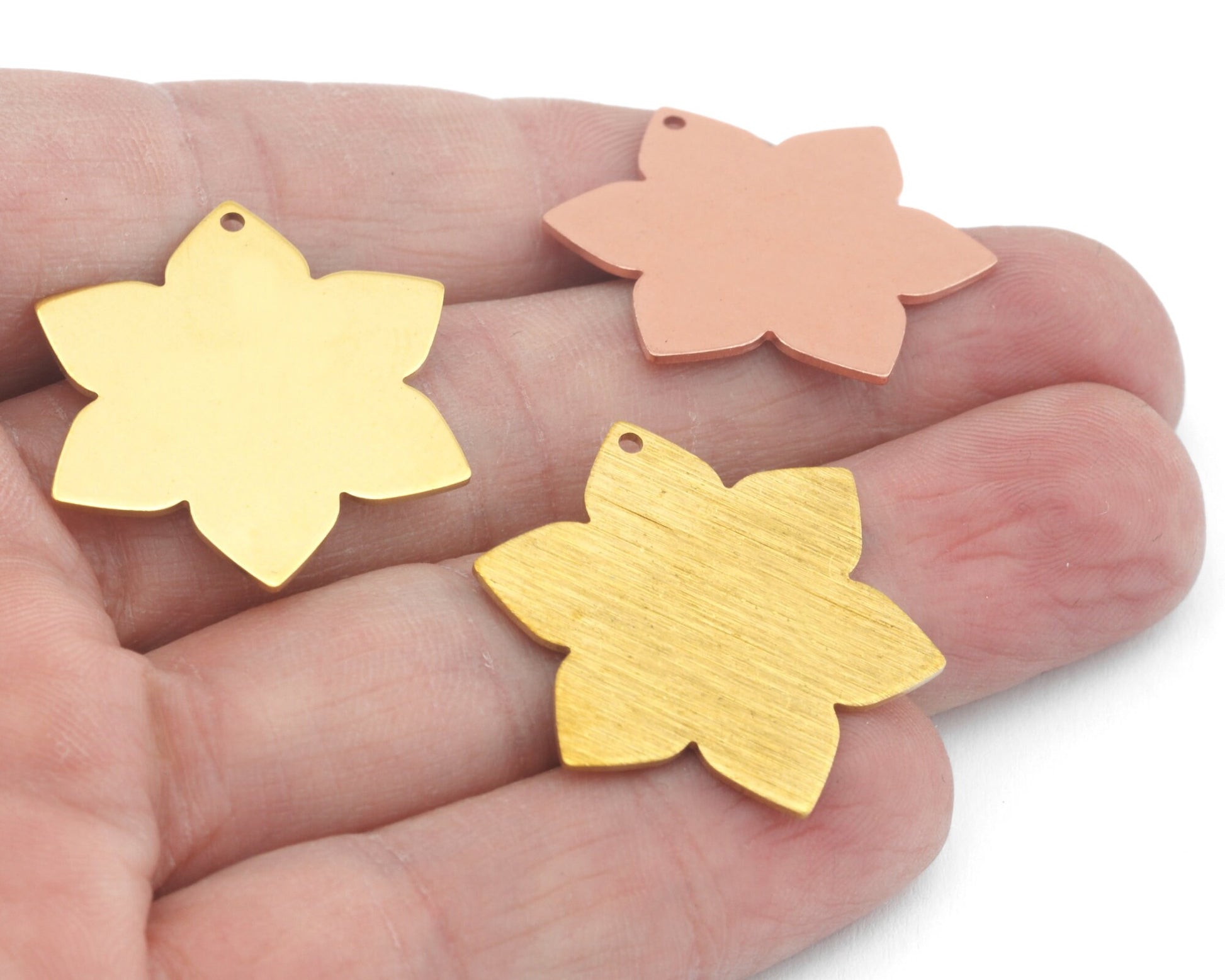 Flower Shape 28.5x25mm raw brass - Brushed Brass - Raw copper 1 hole charms findings 4315-300