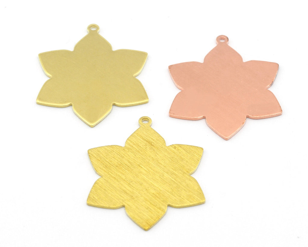 Flower Shape 31x25mm raw brass - Brushed Brass - Raw copper 1 hole charms findings 4314-300