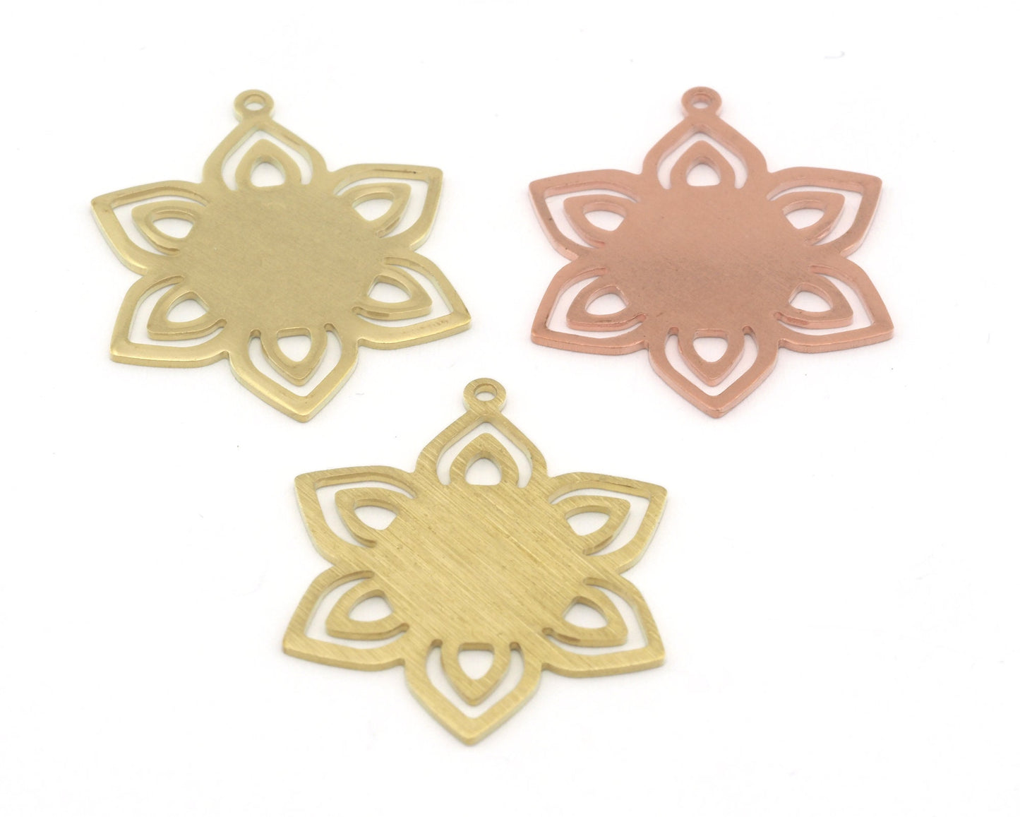 Flower Shape 31x25mm Antique Silver - Raw brass - Brushed Brass - Raw copper 1 hole charms findings 4309