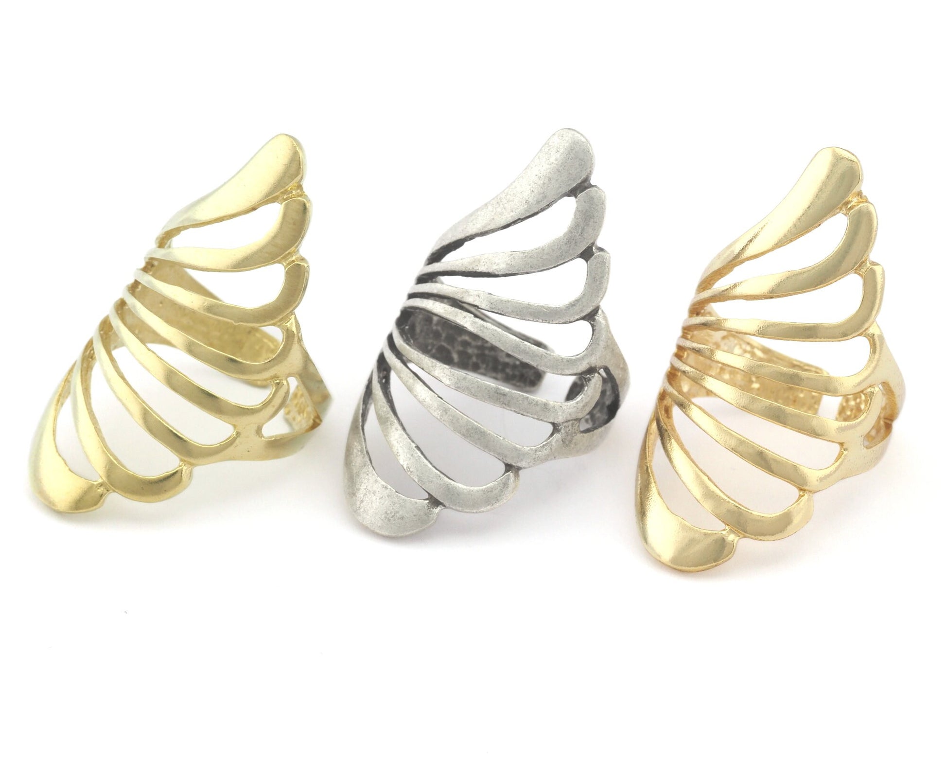 Feather Wing Ring Raw brass - Antique silver plated - Shiny Gold - Shiny Silver plated Brass (6-9US Adjustable size) 4204