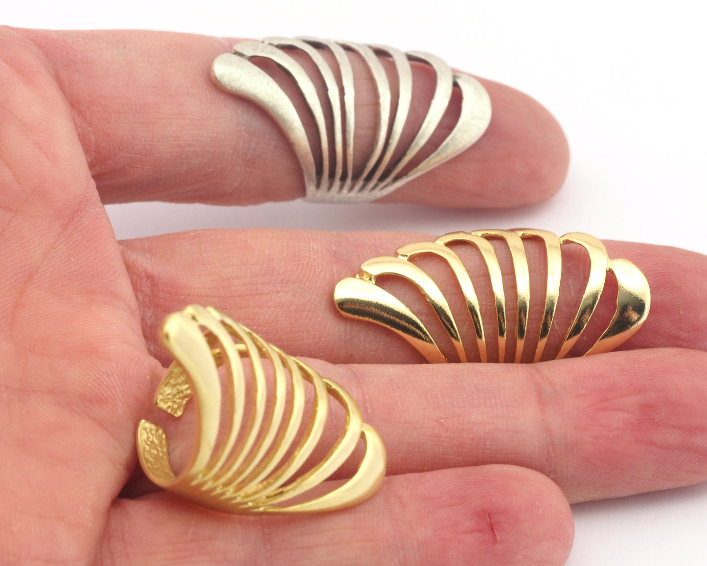 Feather Wing Ring Raw brass - Antique silver plated - Shiny Gold - Shiny Silver plated Brass (6-9US Adjustable size) 4204