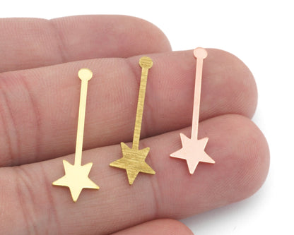 Star no Hole (30x9.5mm) Raw Brass - Copper 4567