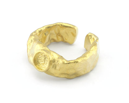 Ring Adjustable Ring Bezel (6mm) Organic Shape Raw brass (18mm 8US inner size - Adjustable ) OZ3921