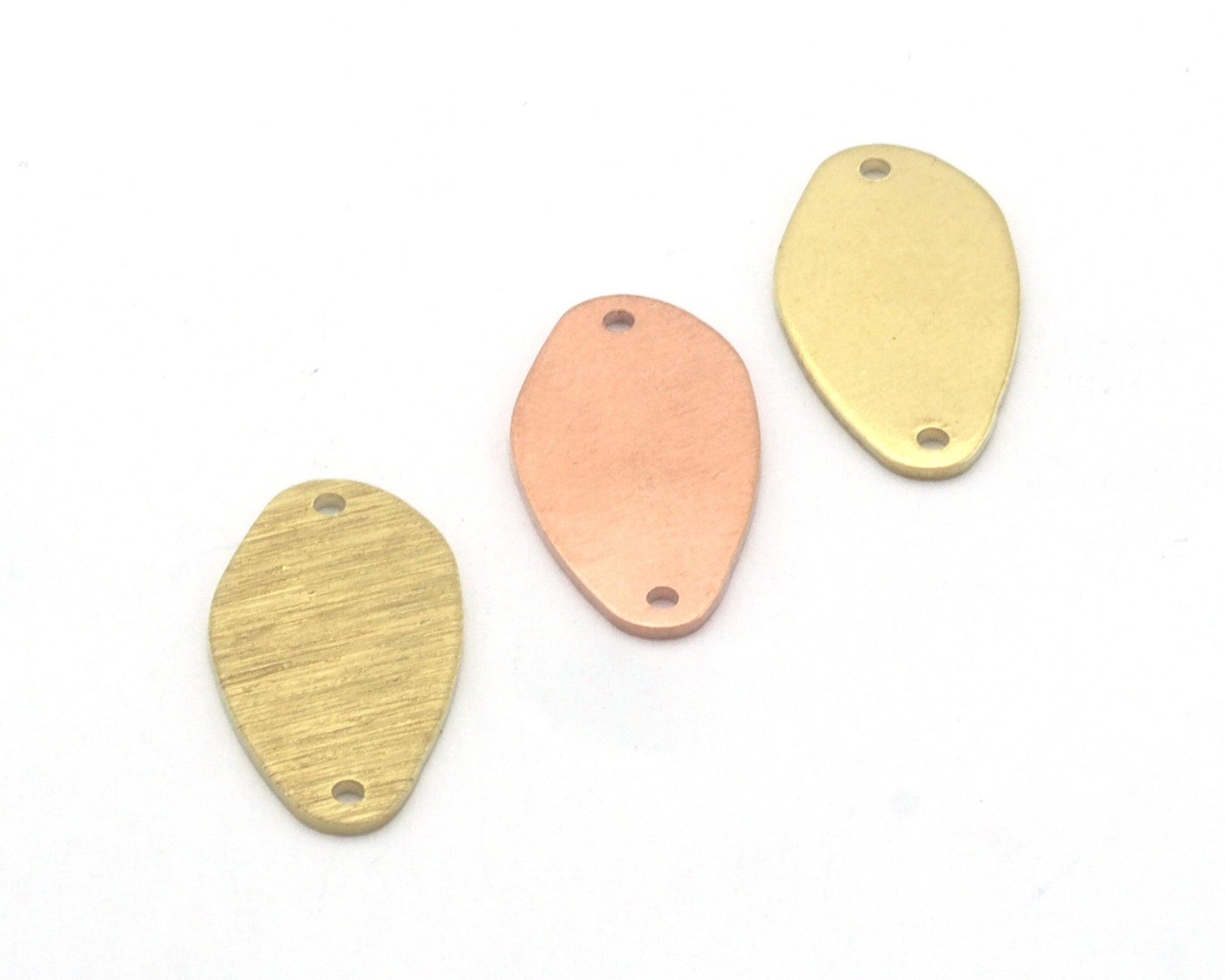 Irregular Oval Pendant Copper - Raw Brass 11x20mm 2 holes Charms findings 4957