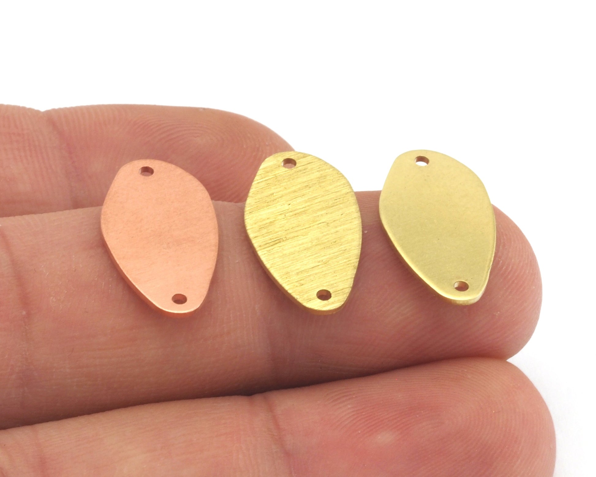 Irregular Oval Pendant Copper - Raw Brass 11x20mm 2 holes Charms findings 4957