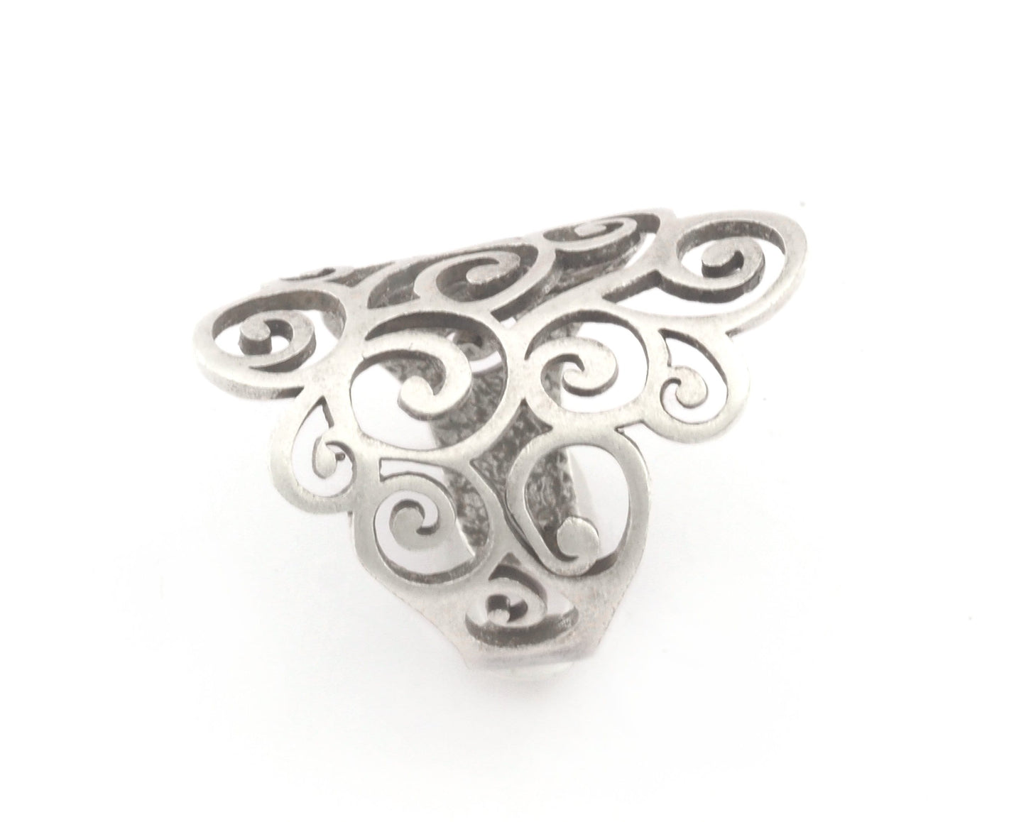 Branches Swirl Statement Adjustable Ring Antique Silver Plated Brass (6 - 8US inner size) Oz4340