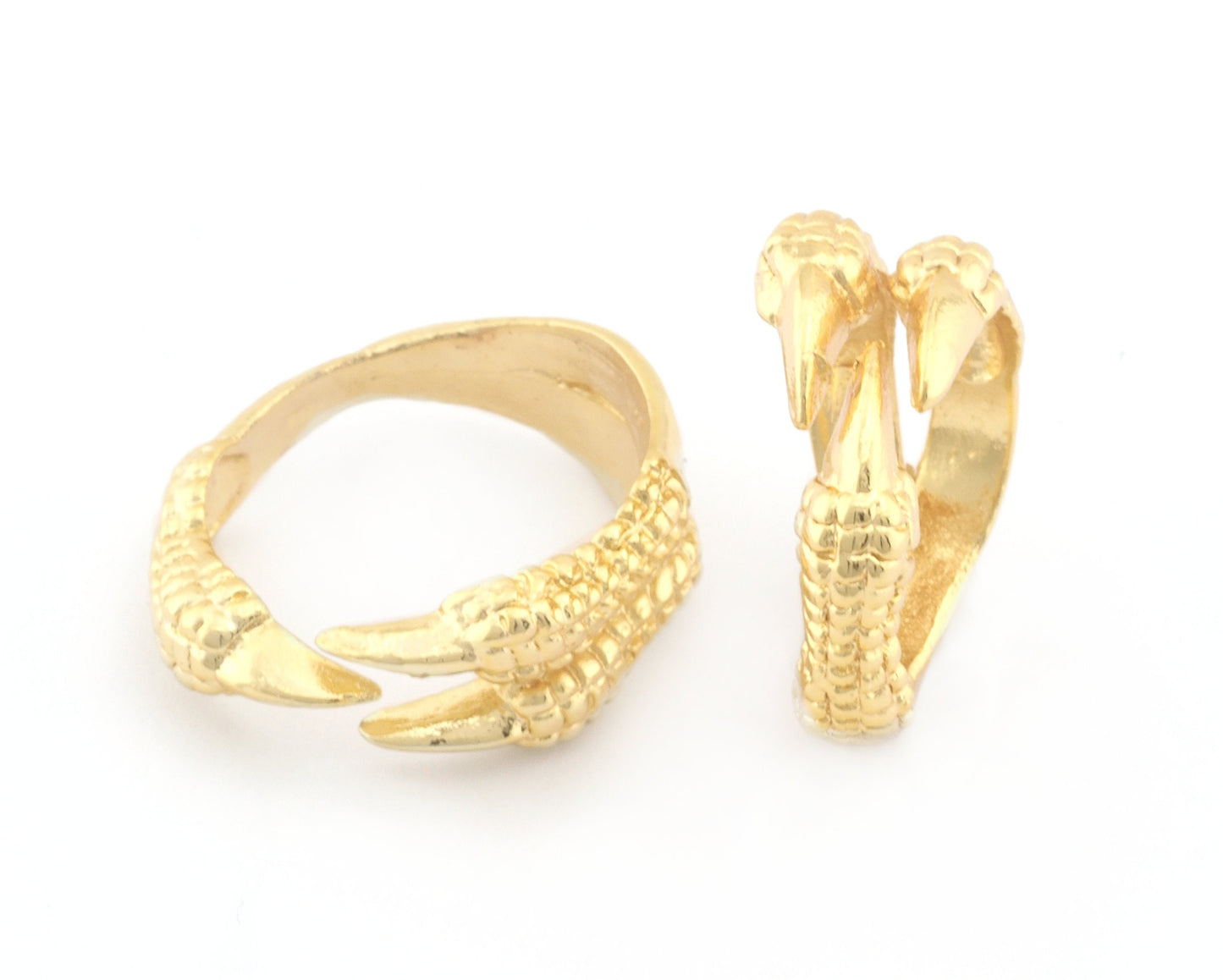 Claw ring adjustable Shiny gold plated brass (18mm 8US inner size) OZ2635