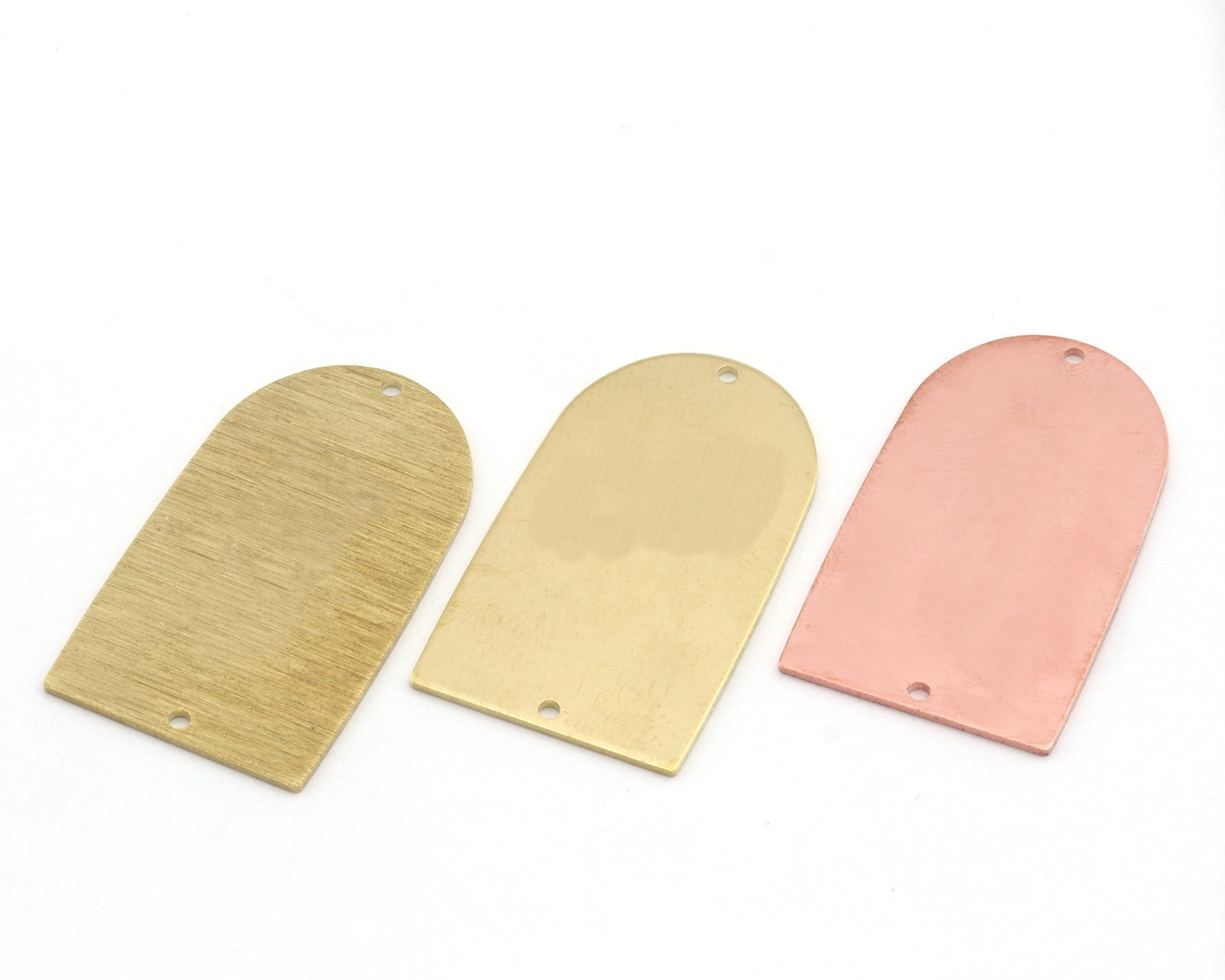 Rectangle Semi Circle 20x35mm Copper - Raw Brushed brass 2 holes charms findings 4682