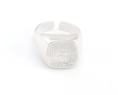 Signet Ring Adjustable Blank - raw brass or shiny silver-antique silver-shiny gold-matte gold plated (3US - 5 US size - Adjustable ) Oz2053