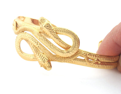 Snakes Bracelet Shiny Gold Plated Brass (55 - 70 mm inner size - Adjustable ) OZ4561