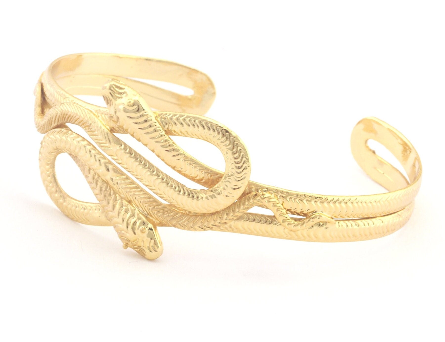 Snakes Bracelet Shiny Gold Plated Brass (55 - 70 mm inner size - Adjustable ) OZ4561