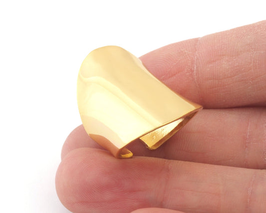 Adjustable Ring Gold Plated Brass 31mm (17.5mm 7US inner size) OZ3359