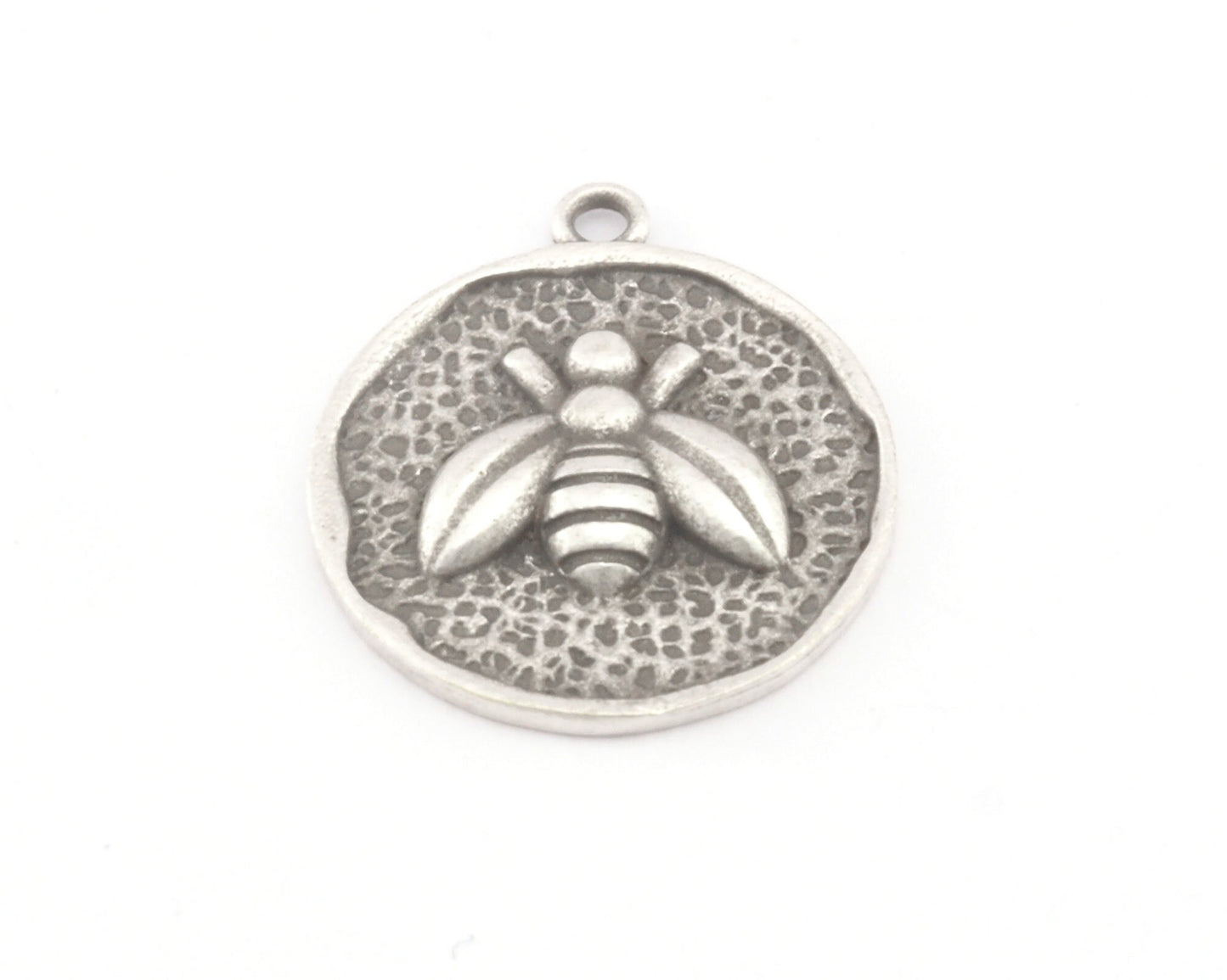 Bee Pendant, Charms Raw Brass, Shiny gold, Shiny silver, Antique silver plated 20x17 4577