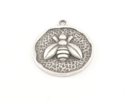 Bee Pendant, Charms Raw Brass, Shiny gold, Shiny silver, Antique silver plated 20x17 4577