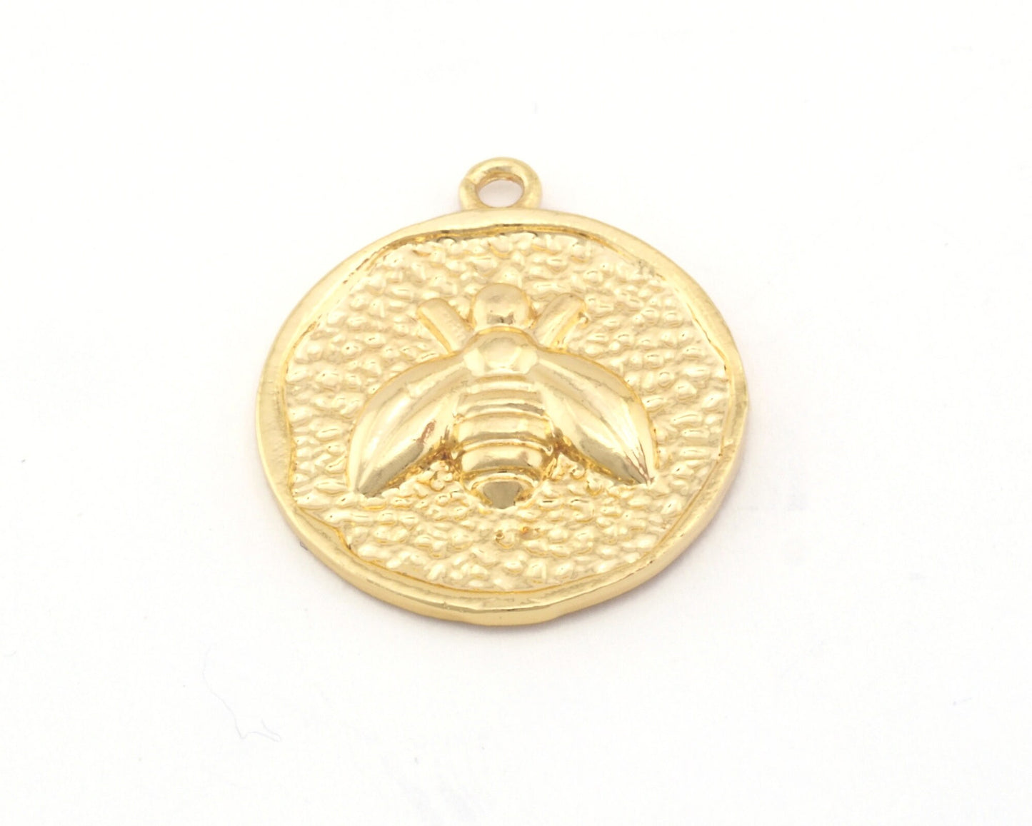 Bee Pendant, Charms Raw Brass, Shiny gold, Shiny silver, Antique silver plated 20x17 4577