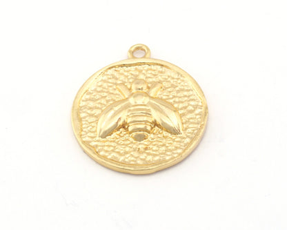 Bee Pendant, Charms Raw Brass, Shiny gold, Shiny silver, Antique silver plated 20x17 4577