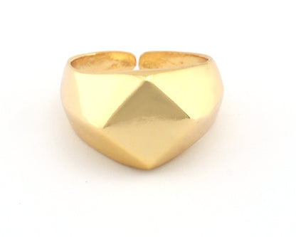 Domed Square Ring Statement Adjustable Raw Brass - Antique silver - Shiny silver - Shiny gold plated Rings 3380