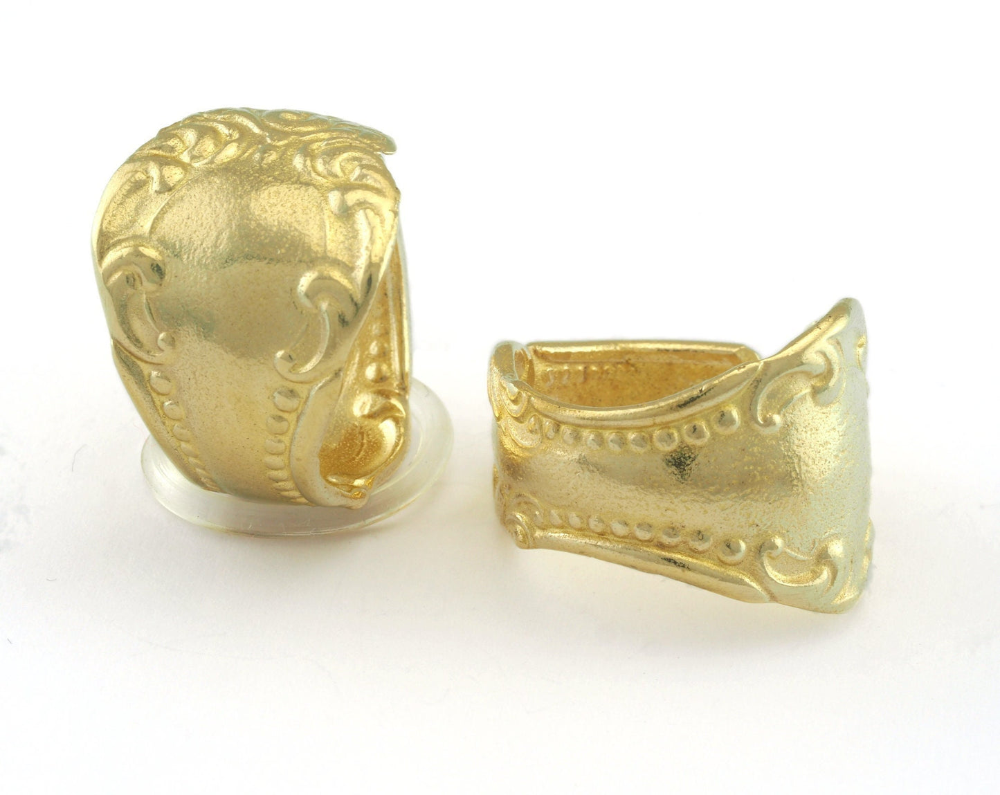 Spoon Ring Flower Patterned Adjustable Ring Raw Brass (18mm 8US inner size) OZ3221