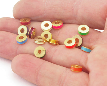 Rondelle Round Beads Raw Brass or Gold Plated Brass 7x2.5mm findings 3473