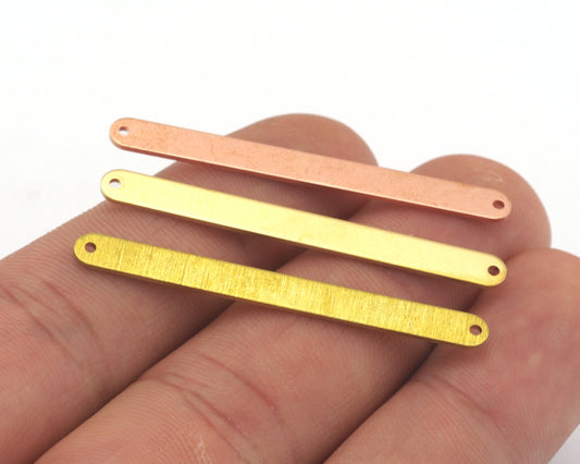 Oval Pendant Copper - Raw Brass 5x47.5mm 2 holes Charms findings - 2800