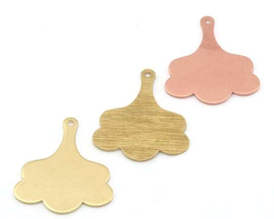 Ginkgo Flower Shape 25x20mm raw brass - Brushed Brass - Raw copper 1 hole charms findings 4834