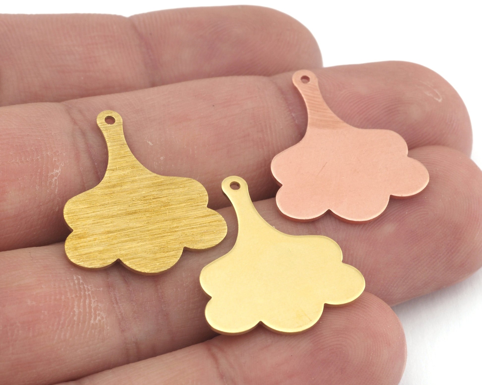 Ginkgo Flower Shape 25x20mm raw brass - Brushed Brass - Raw copper 1 hole charms findings 4834
