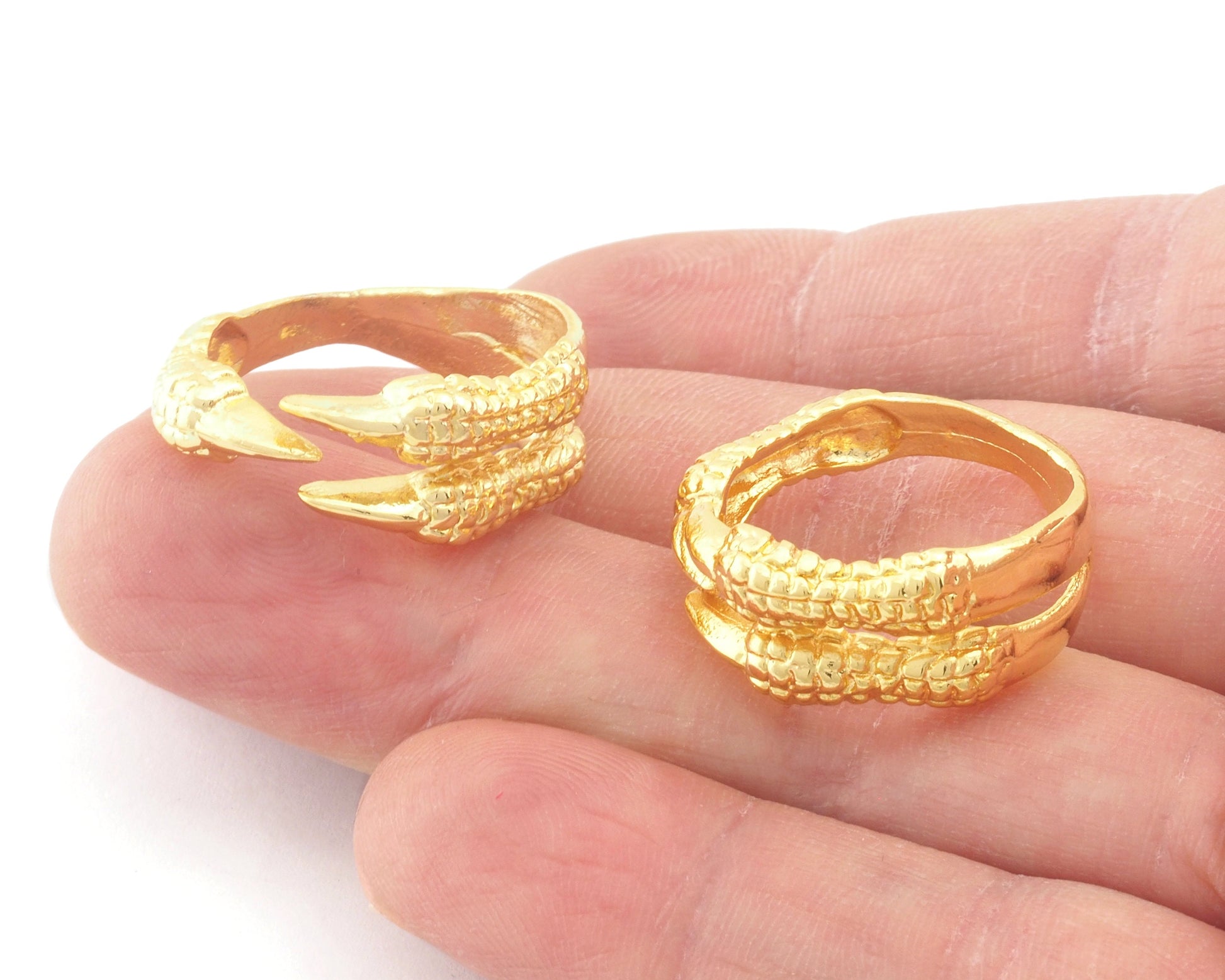 Claw ring adjustable Shiny gold plated brass (18mm 8US inner size) OZ2635