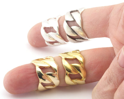 Chain Ring Adjustable Raw Brass - Antique silver - Shiny silver - Shiny gold plated 4584