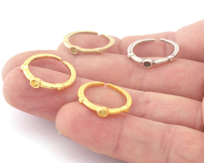 Round ring base blank cup bezel Raw brass-antique silver-Matte gold -shiny gold plated (16mm 5 US inner size - Adjustable ) 2234