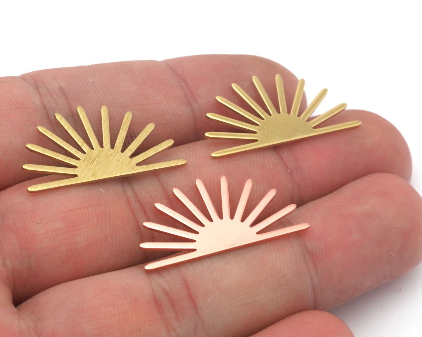 Sun Charms 30x15.5mm No hole Raw Copper - Brass - Brushed Brass findings S149-120