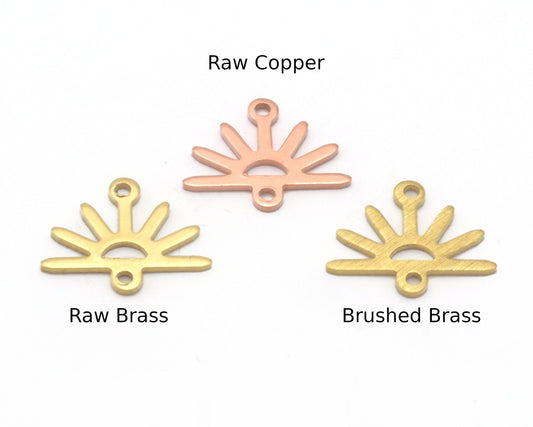 Sun Charms Connector 15x12mm 2 hole Raw Copper - Brass - Brushed Brass findings S153-38