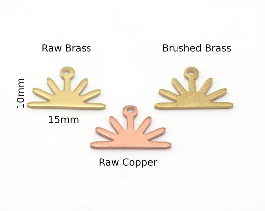 Sun Charms 15x10mm 1 hole Raw Copper - Brass - Brushed Brass findings S155-38