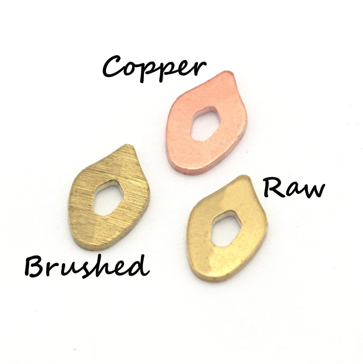 Drop Charms Raw Hammered - Brushed Brass - Copper 10x6mm 0.8 mm no holes Findings