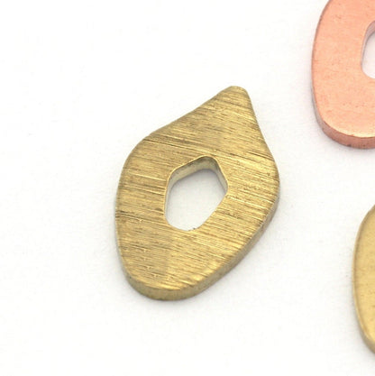 Drop Charms Raw Hammered - Brushed Brass - Copper 10x6mm 0.8 mm no holes Findings