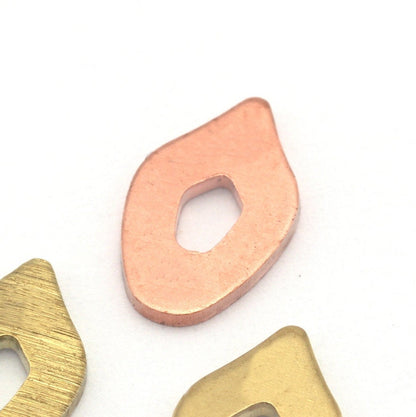 Drop Charms Raw Hammered - Brushed Brass - Copper 10x6mm 0.8 mm no holes Findings