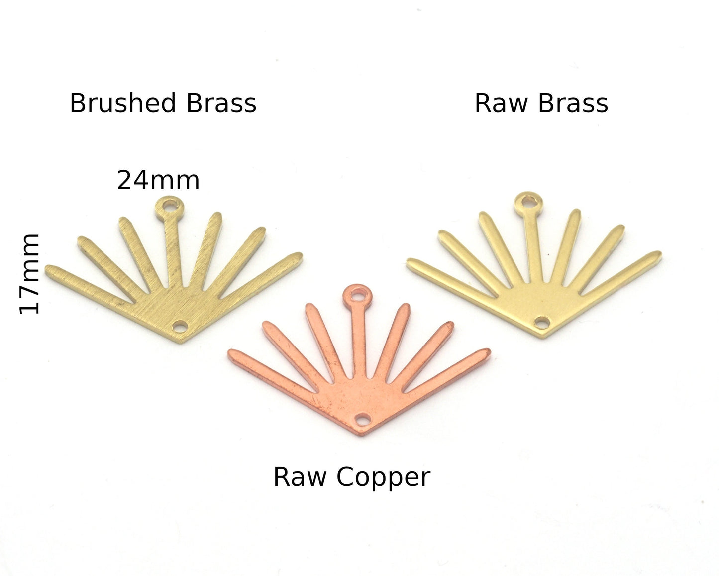 Sun Charms Connector 24x17mm 2 Hole Raw Copper - Brass - Brushed Brass findings S160-70