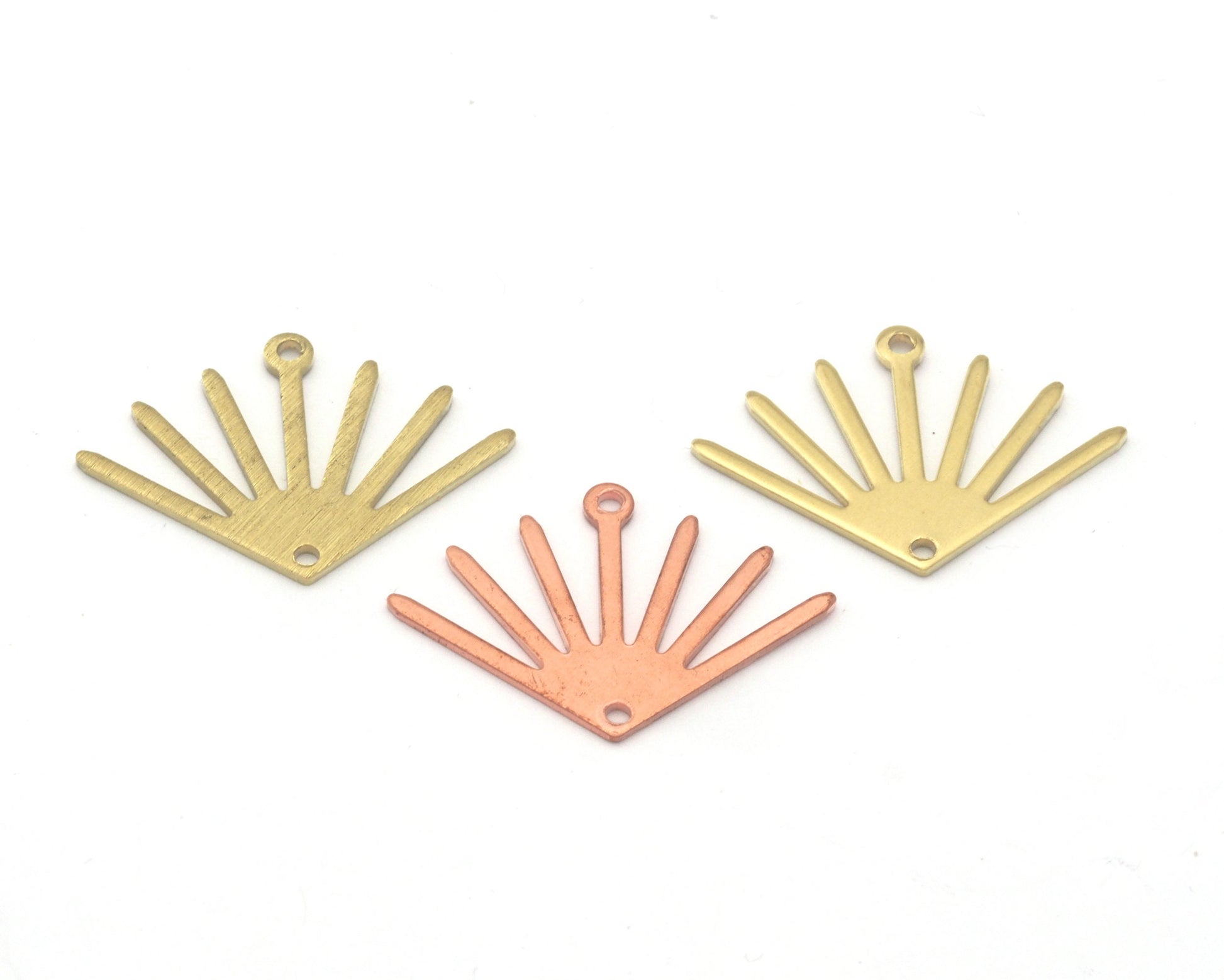 Sun Charms Connector 24x17mm 2 Hole Raw Copper - Brass - Brushed Brass findings S160-70